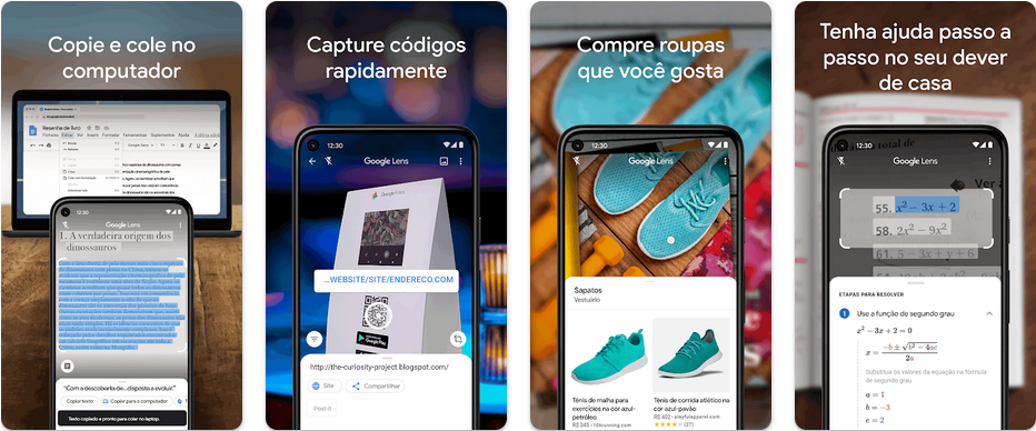 Imagens do aplicativo Google Lens