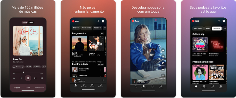 Imagens do aplicativo YouTube Music