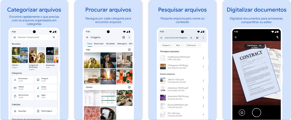 Imagens do aplicativo Files do Google na Google Play Store