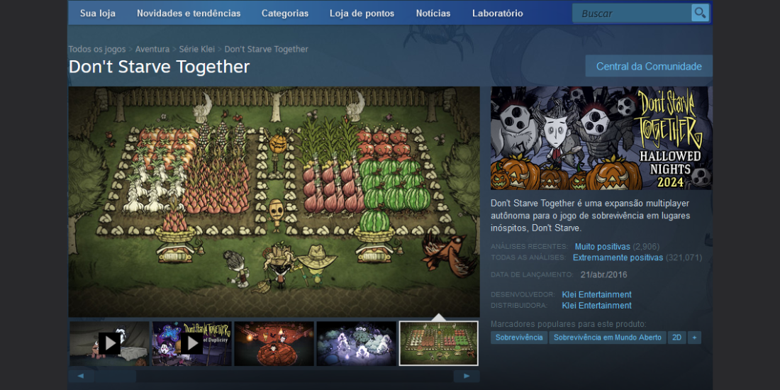 Jogo Don't Starve Together